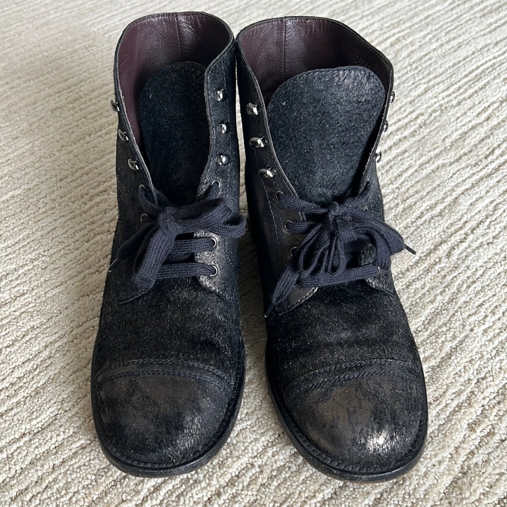 Chanel Black Lace Up Ankle Boots - Picture 2 of 11